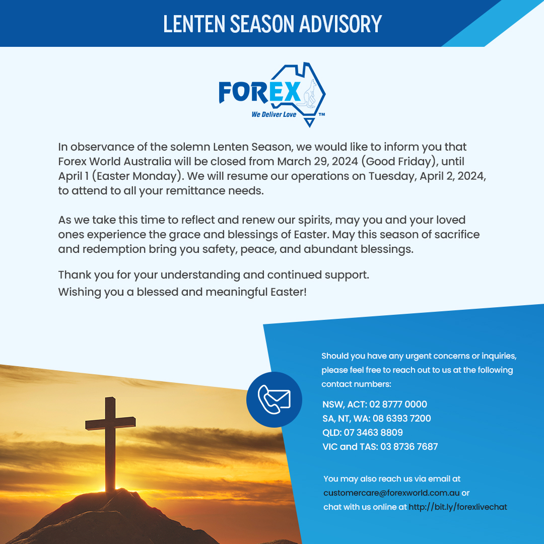 Forex World Australia Holy Week Advisory 2024
